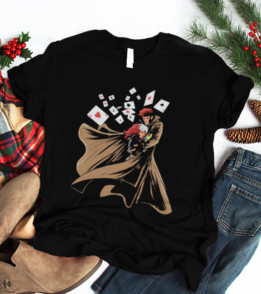 Mutant Love Rogue And Gambit Playing Cards Embrace T-Shirt