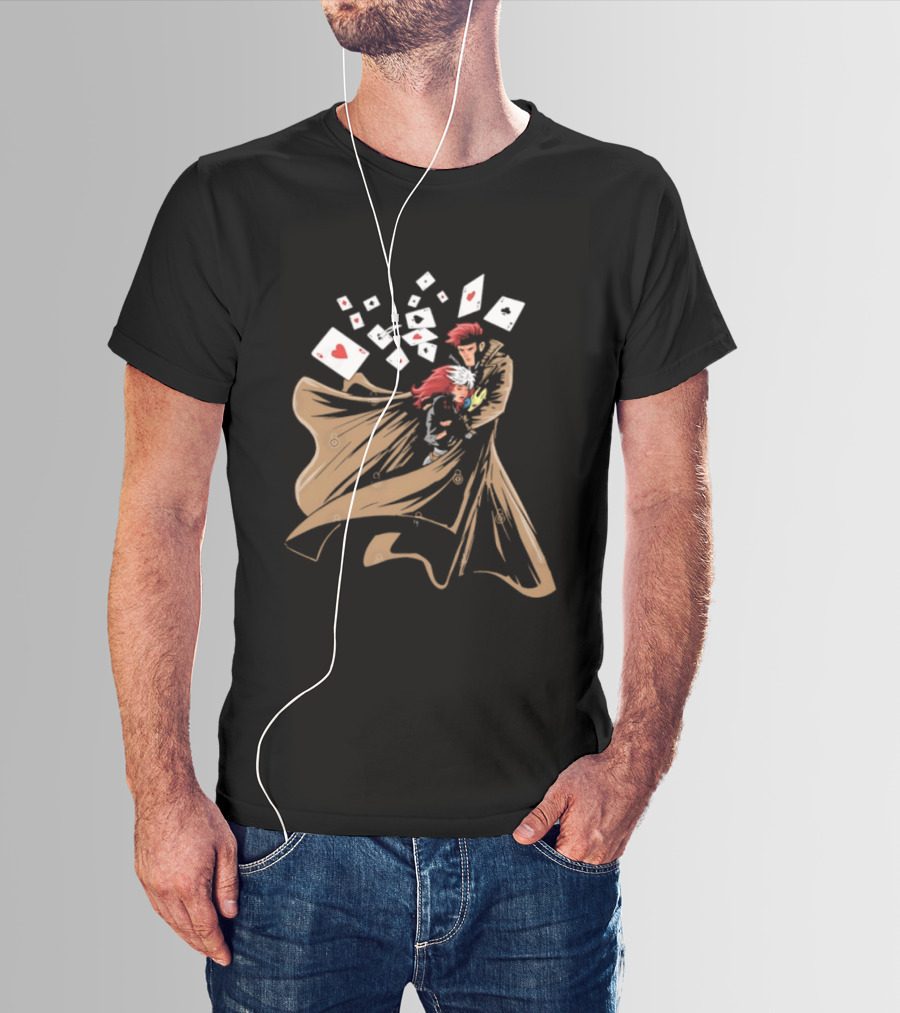 Mutant Love Rogue And Gambit Playing Cards Embrace T-Shirt
