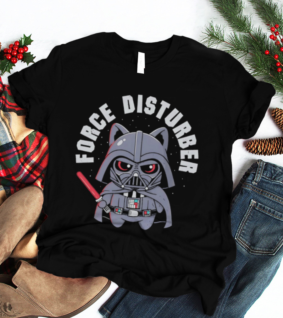 Force Disturber Cat In Darth Vader Costume With Lightsaber T-Shirt