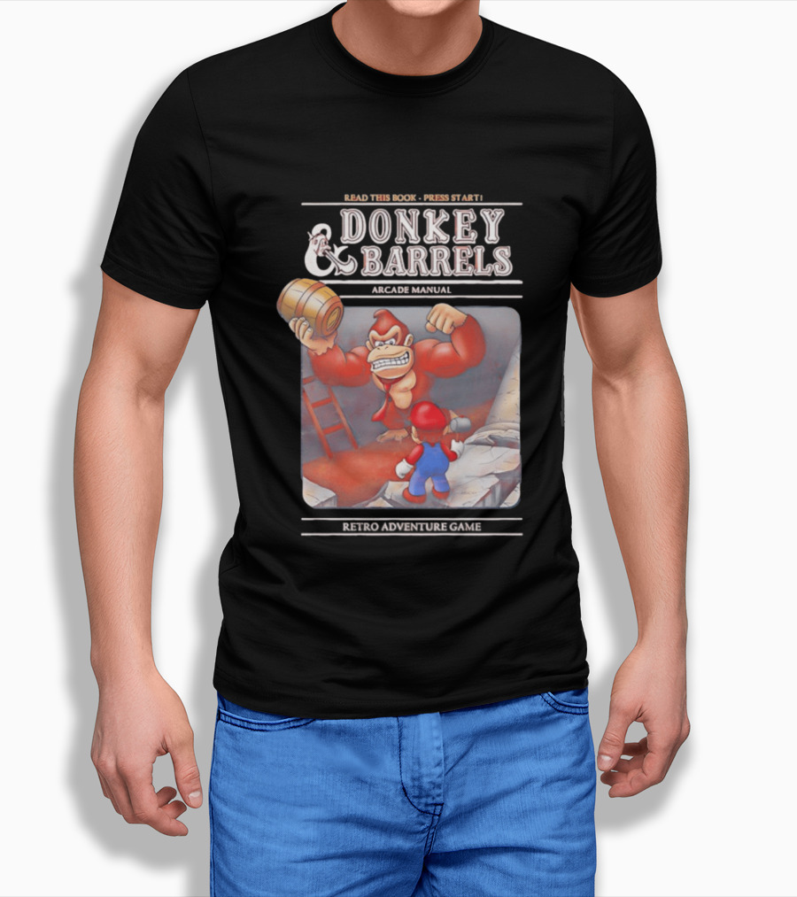 Read This Book Press Start Donkey And Barrels Arcade Manual Classic Video Game T-Shirt