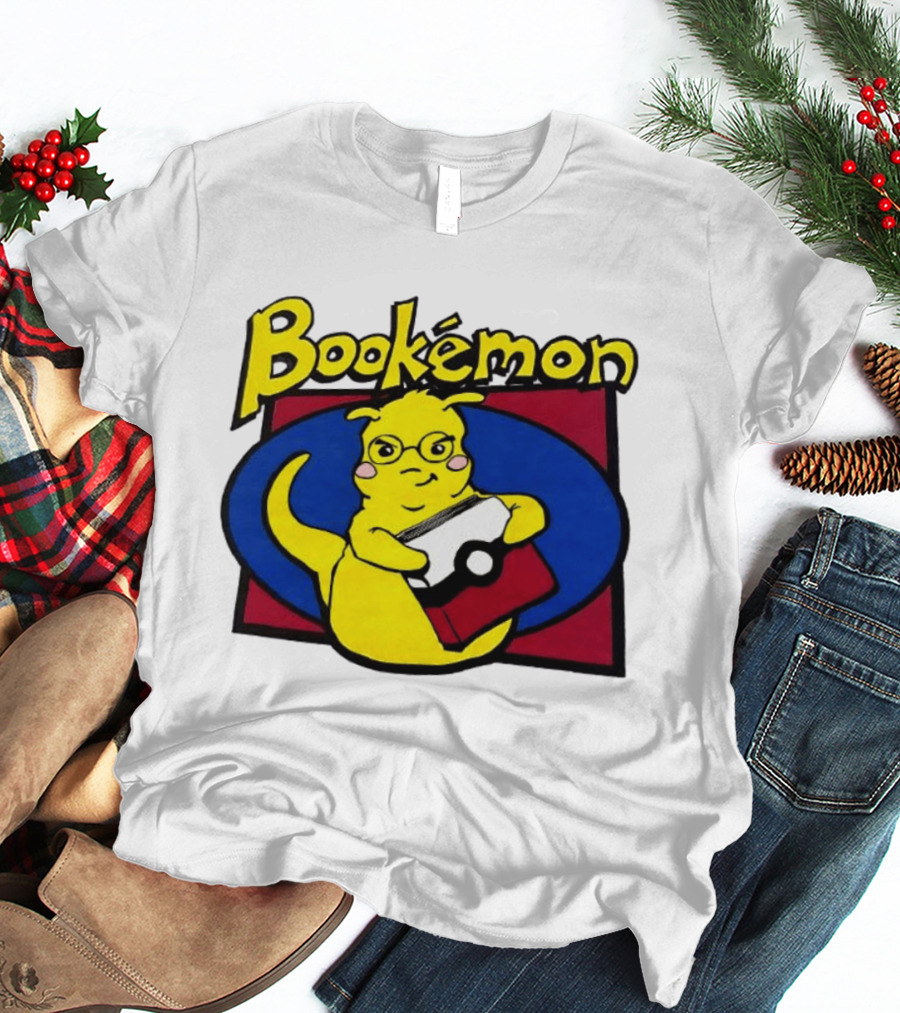 Bookemon Pikachu With Book And Pokeball T-Shirt