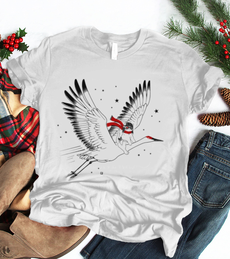 Gary Riding Crane With Stars And Red Accents T-Shirt