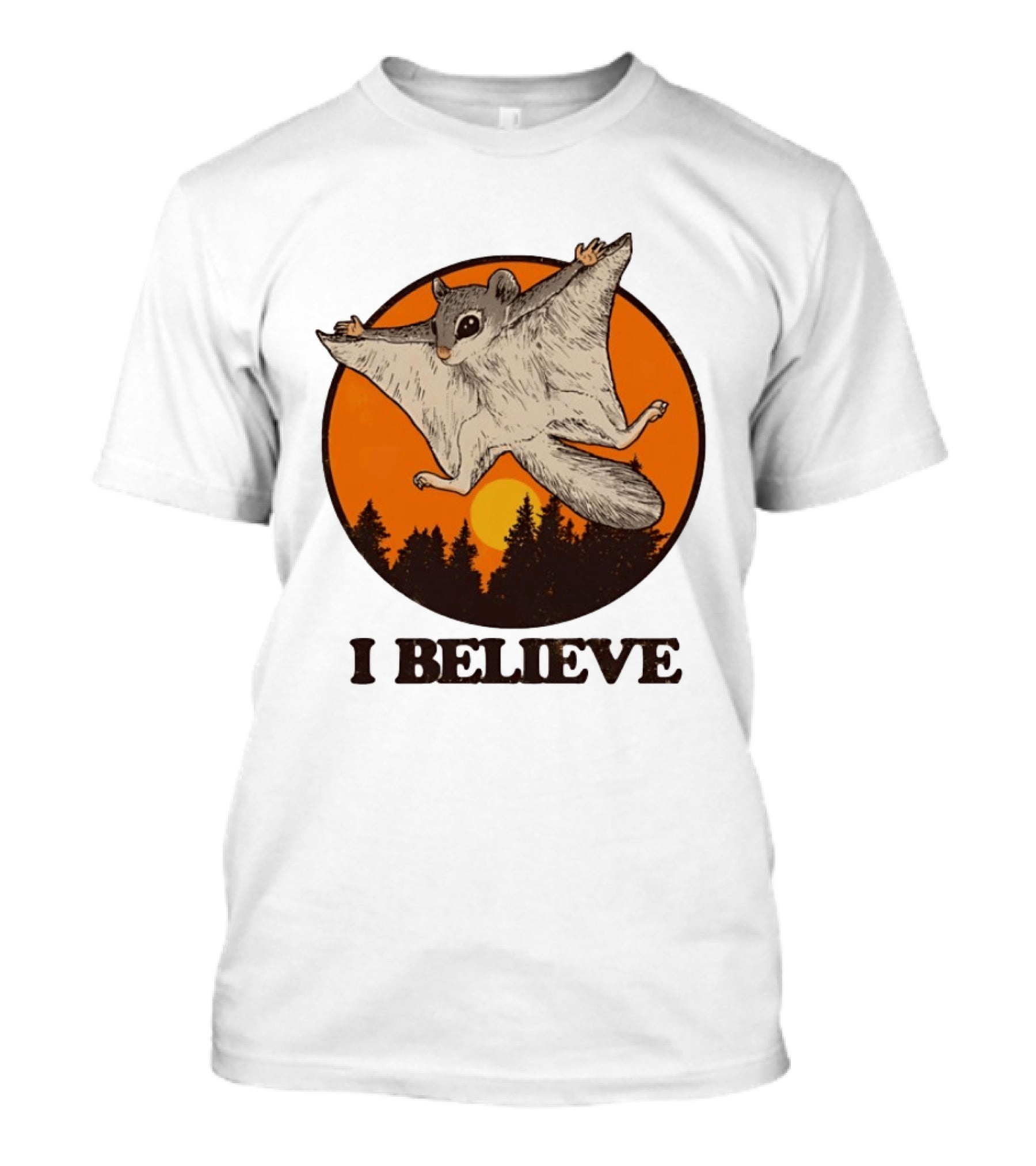 I Believe Flying Squirrel Sunset T-Shirt