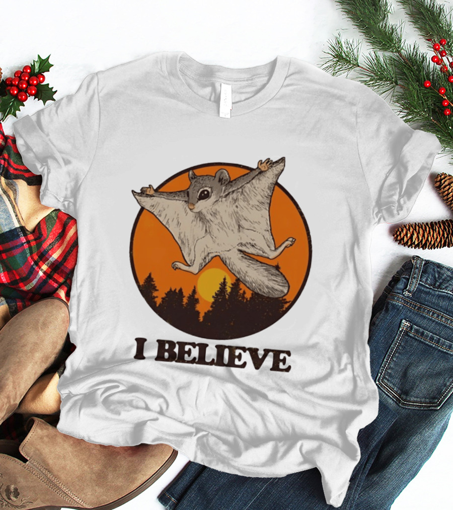 I Believe Flying Squirrel Sunset T-Shirt