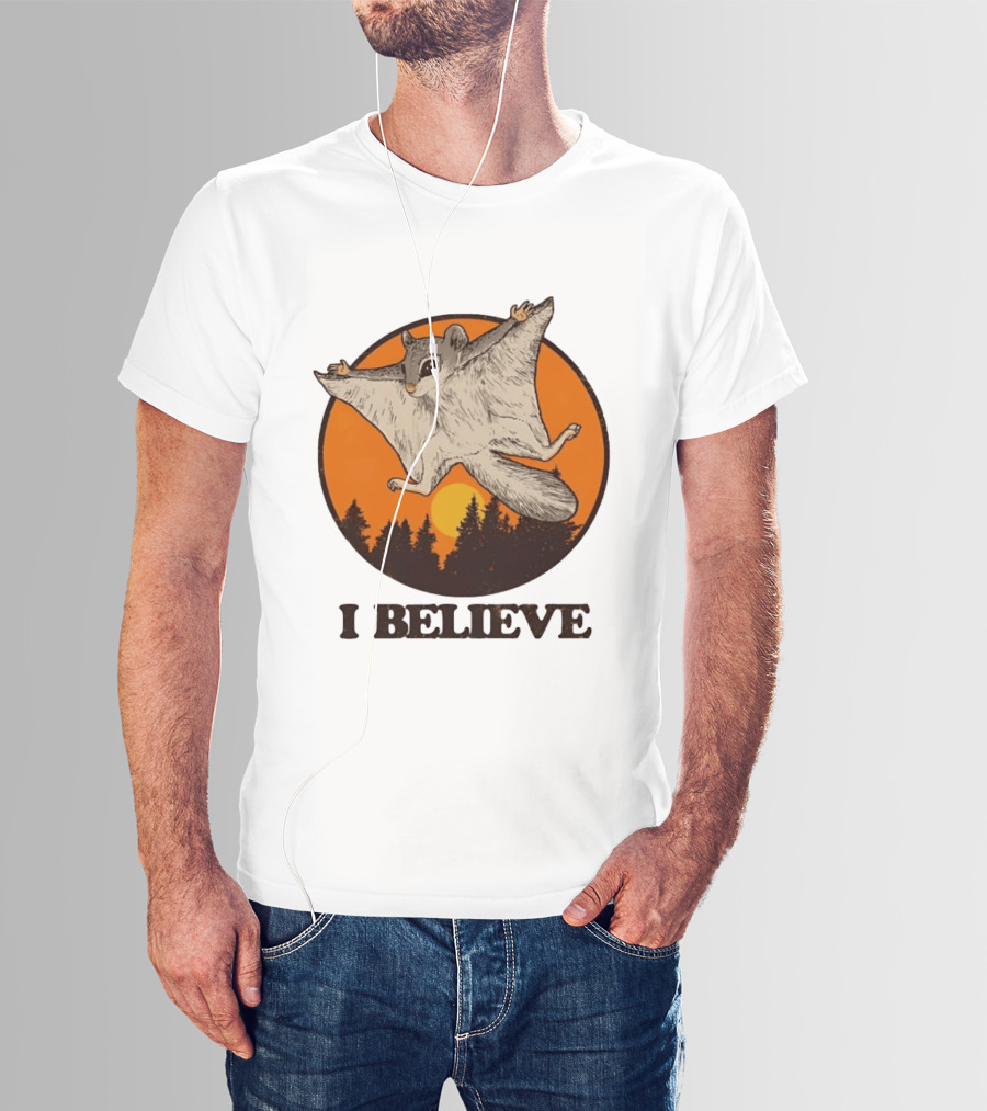 I Believe Flying Squirrel Sunset T-Shirt