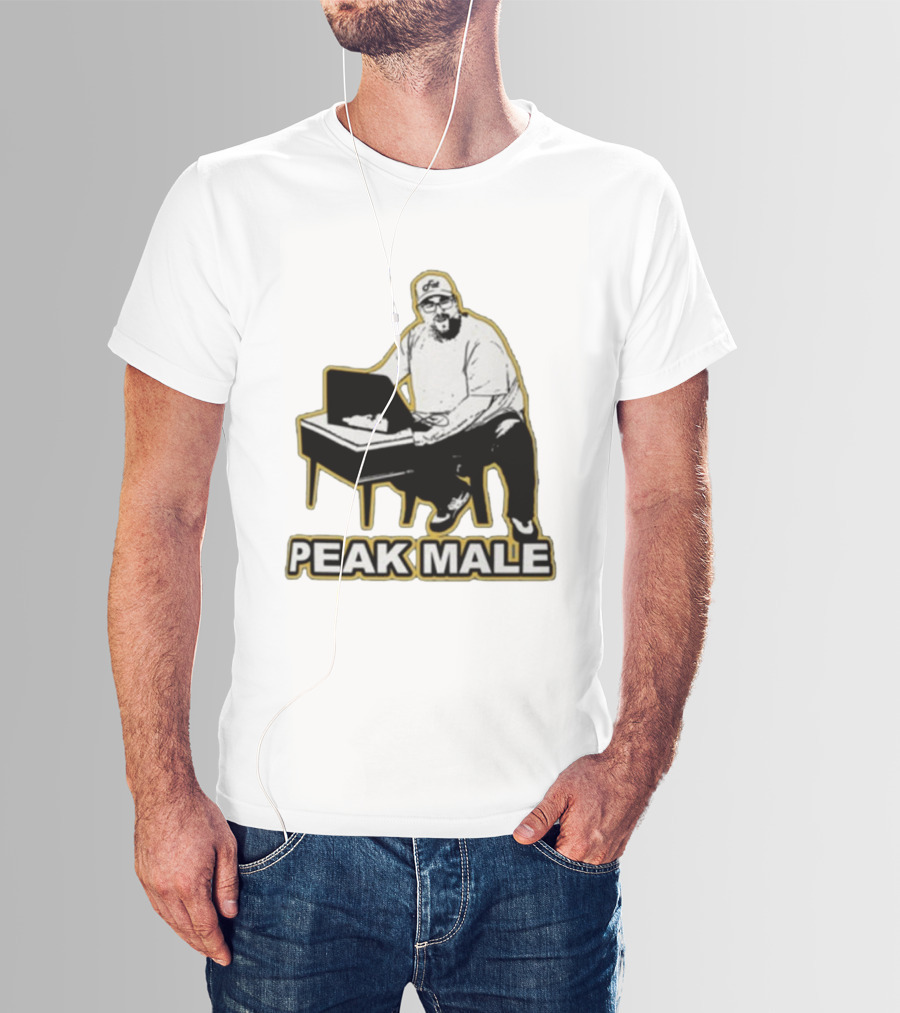 PEAK MALE Bearded Man Sitting At Desk Sketch T-Shirt
