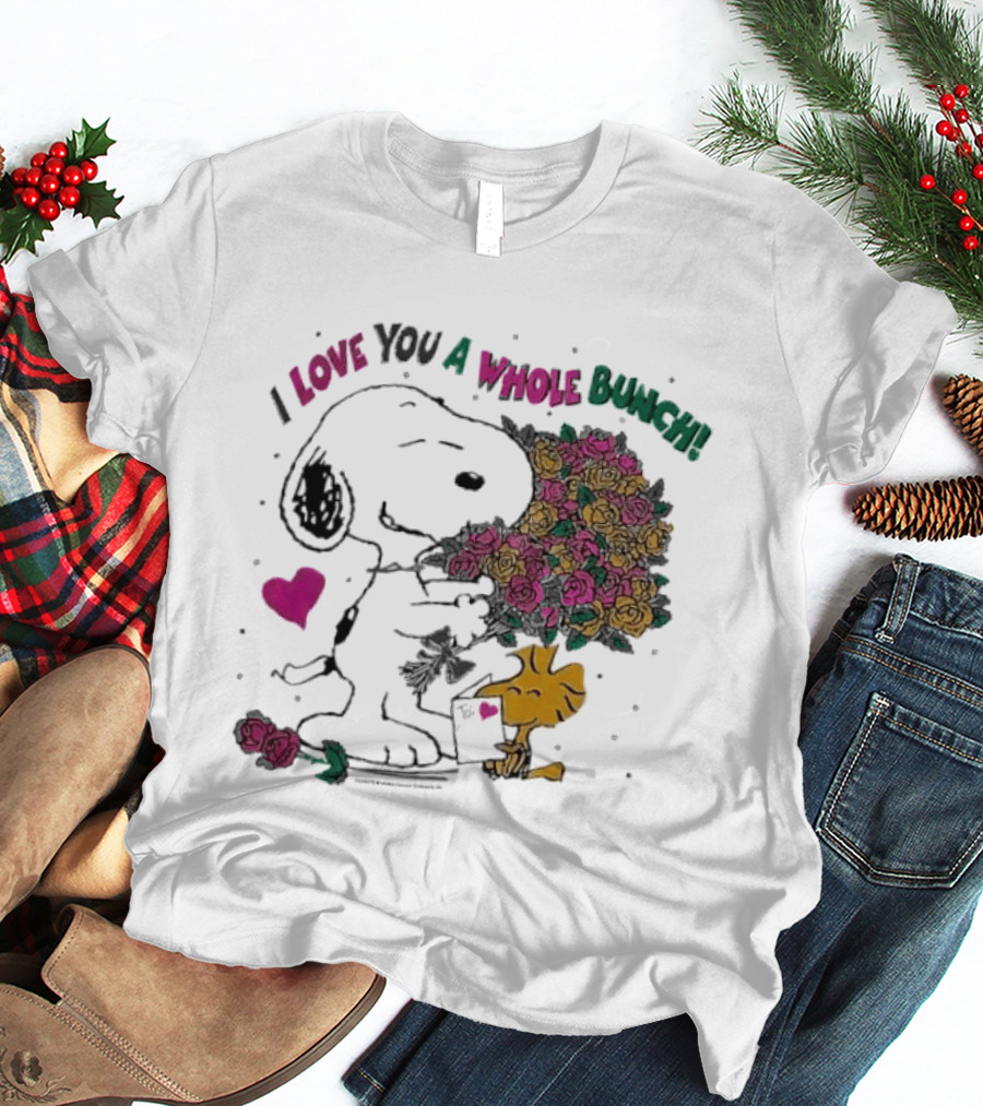 Snoopy I Love You A Whole Bunch Bouquet For Woodstock T-Shirt