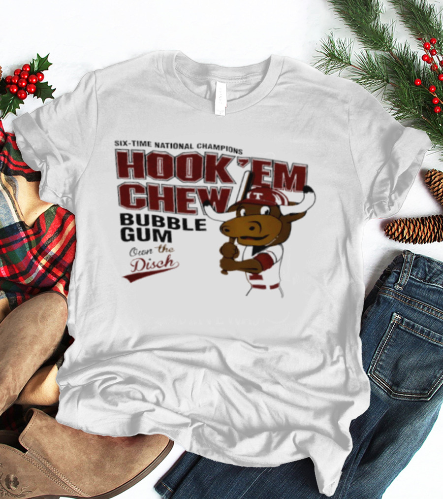 Texas Longhorns Hook 'Em Chew Bubble Gum Own The Disch Baseball T-Shirt