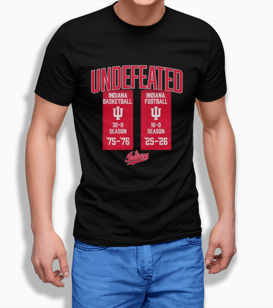 Indiana Hoosiers Undefeated 1975 76 Basketball And 1925 26 Football Seasons T-Shirt
