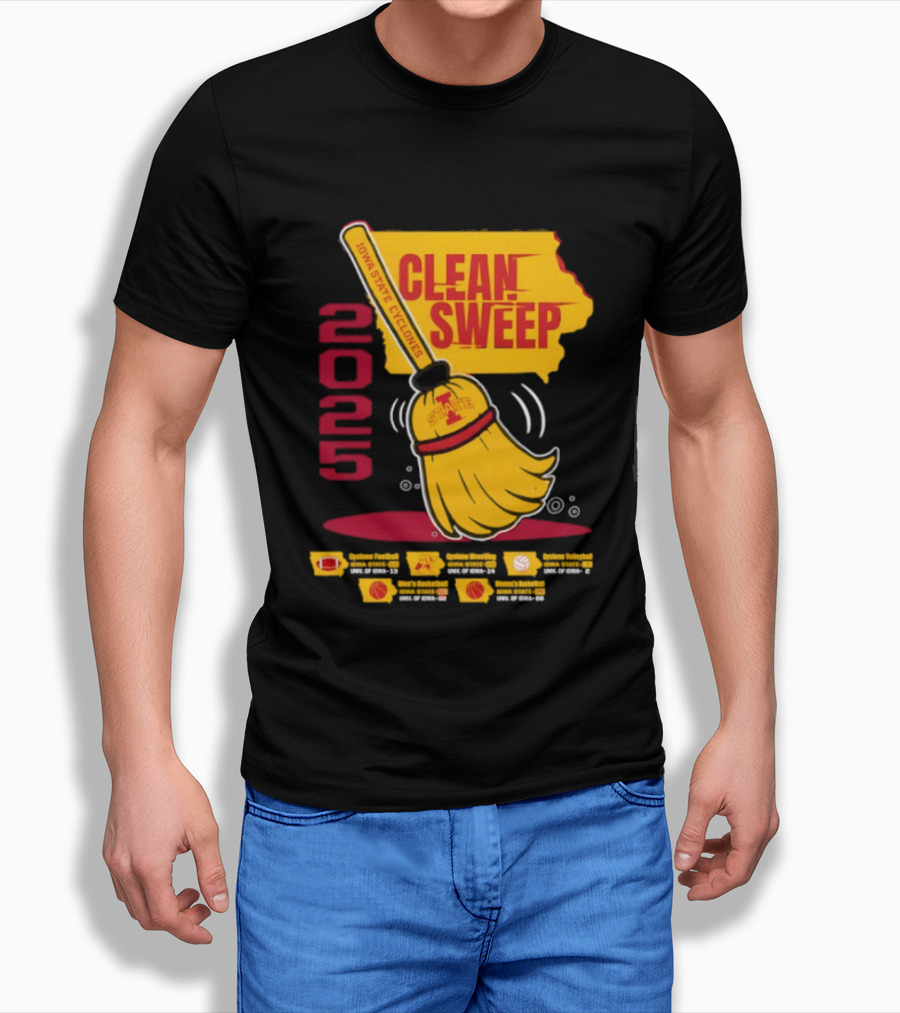 Iowa State Cyclones Clean Sweep 2025 Basketball Wrestling Volleyball Football T-Shirt