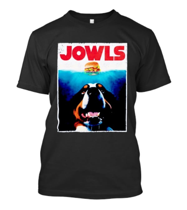 JOWLS Bernese Mountain Dog Burger Parody Jaws Movie T-Shirt