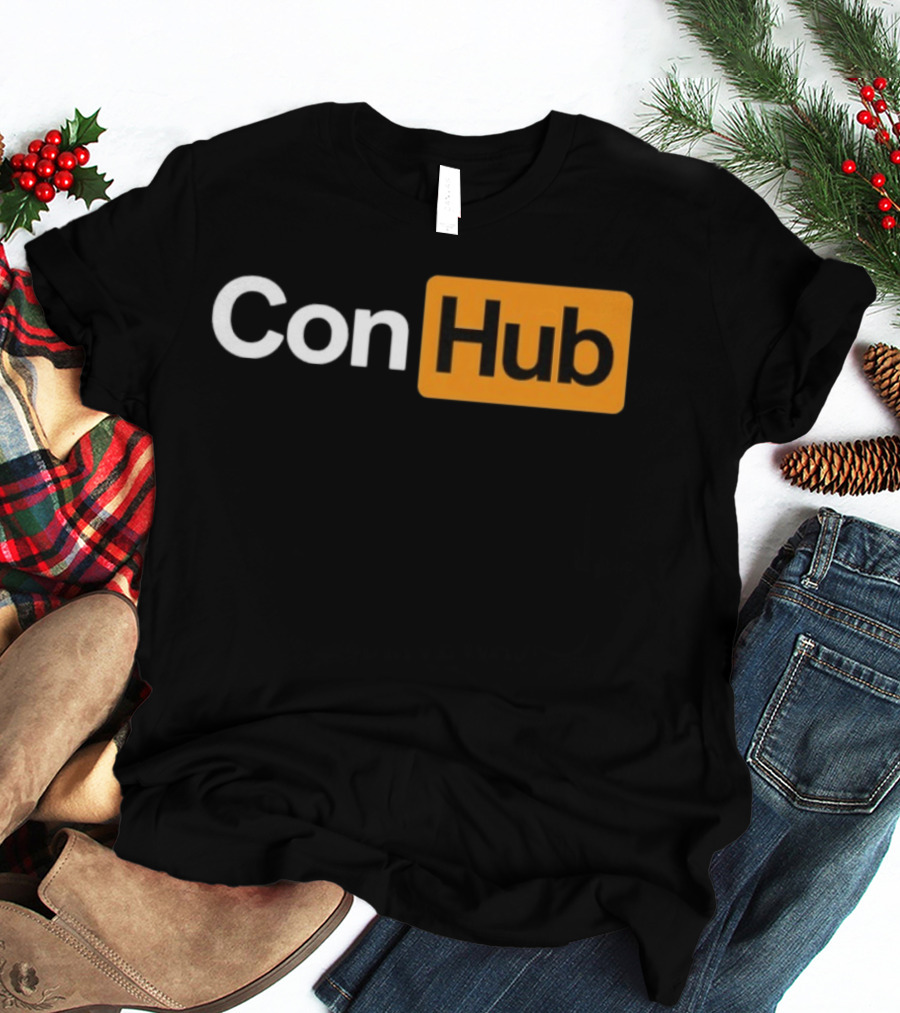 ConHub Parody Text On Orange And White T-Shirt