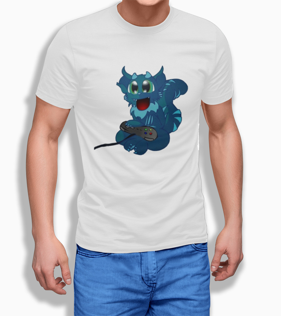 ThaBeast Gamer Blue Creature Playing Controller T-Shirt