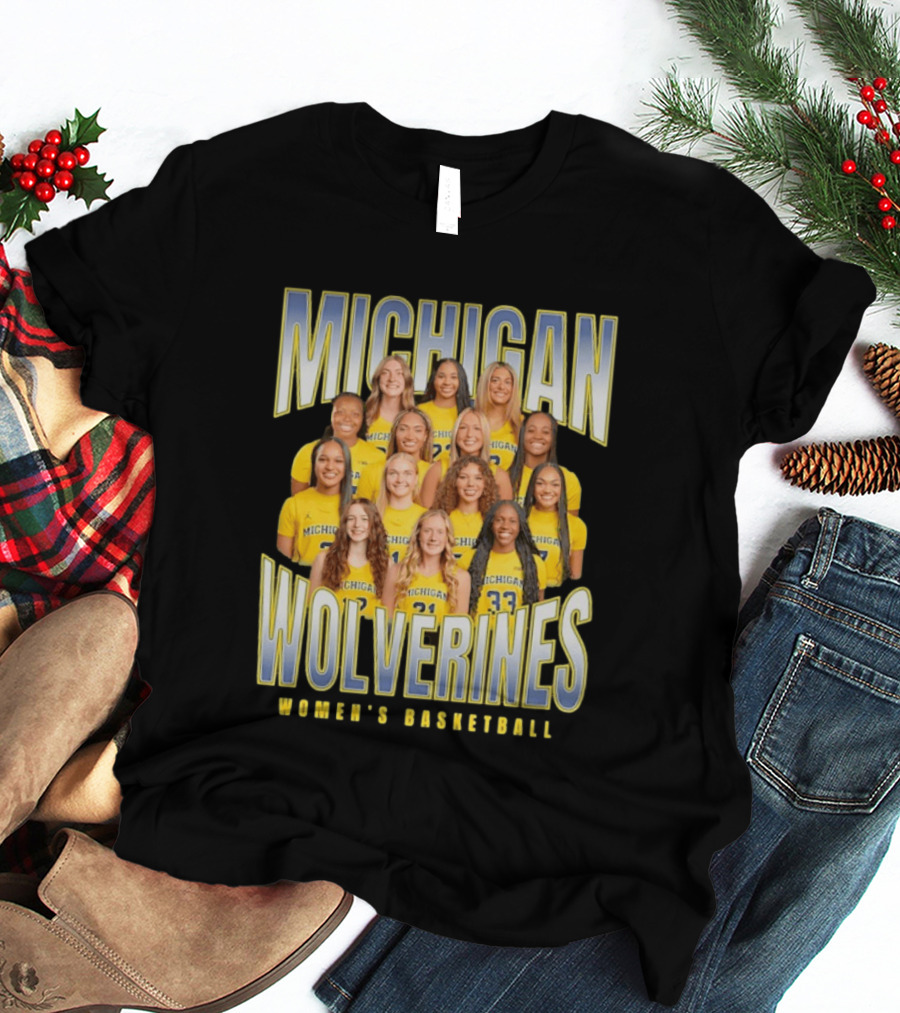 Michigan Wolverines Women's Basketball Team Photography T-Shirt