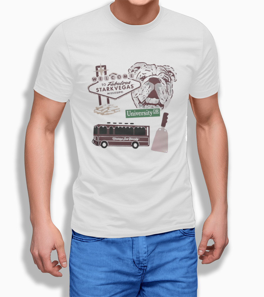 Welcome To Fabulous Stark Vegas Mississippi University DR Bulldog Trolley Cowbell T-Shirt