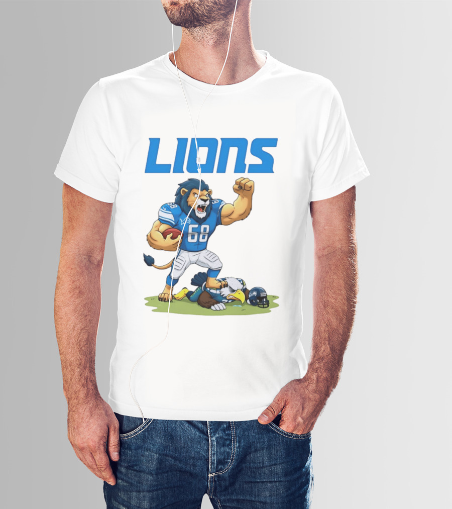 Detroit Lions Dominating Seahawks Rivalry Mascot Showdown T-Shirt