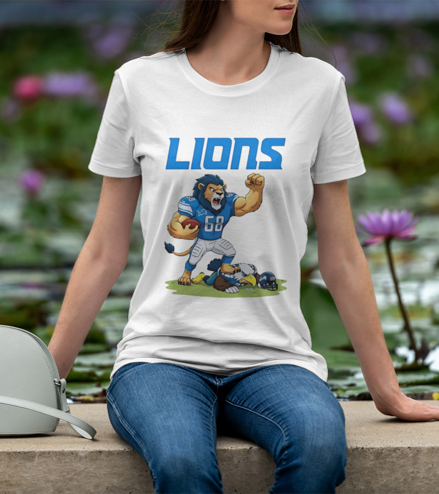 Detroit Lions Dominating Seahawks Rivalry Mascot Showdown T-Shirt