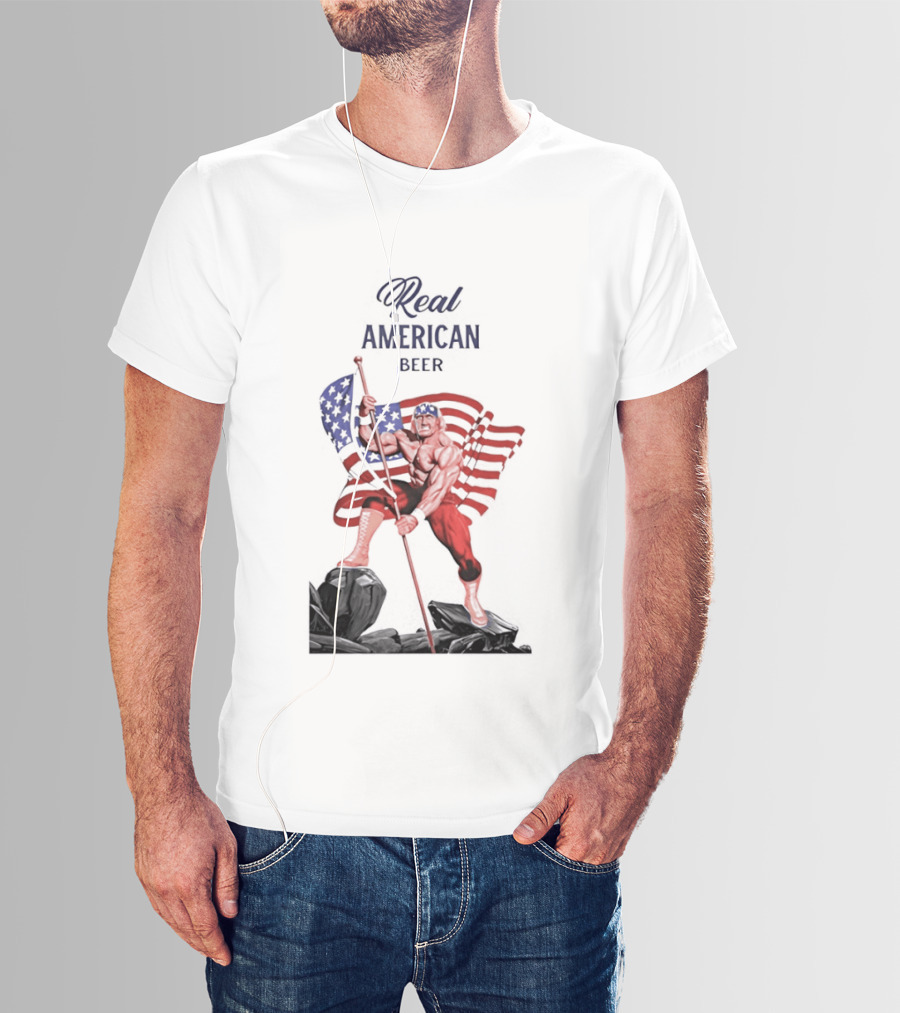 Real American Beer Hulk Hogan US Flag T-Shirt