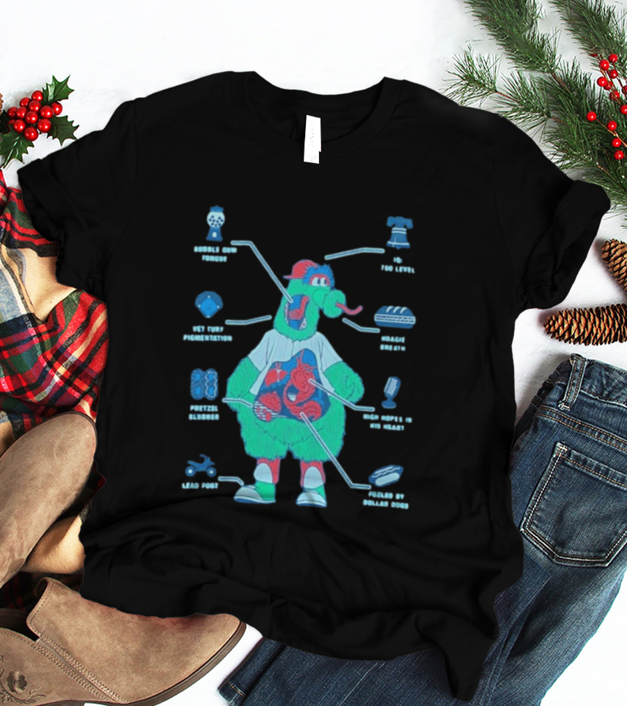 Philadelphia Phillies Phanatic Anatomy Of A Fuzz Monster T-Shirt