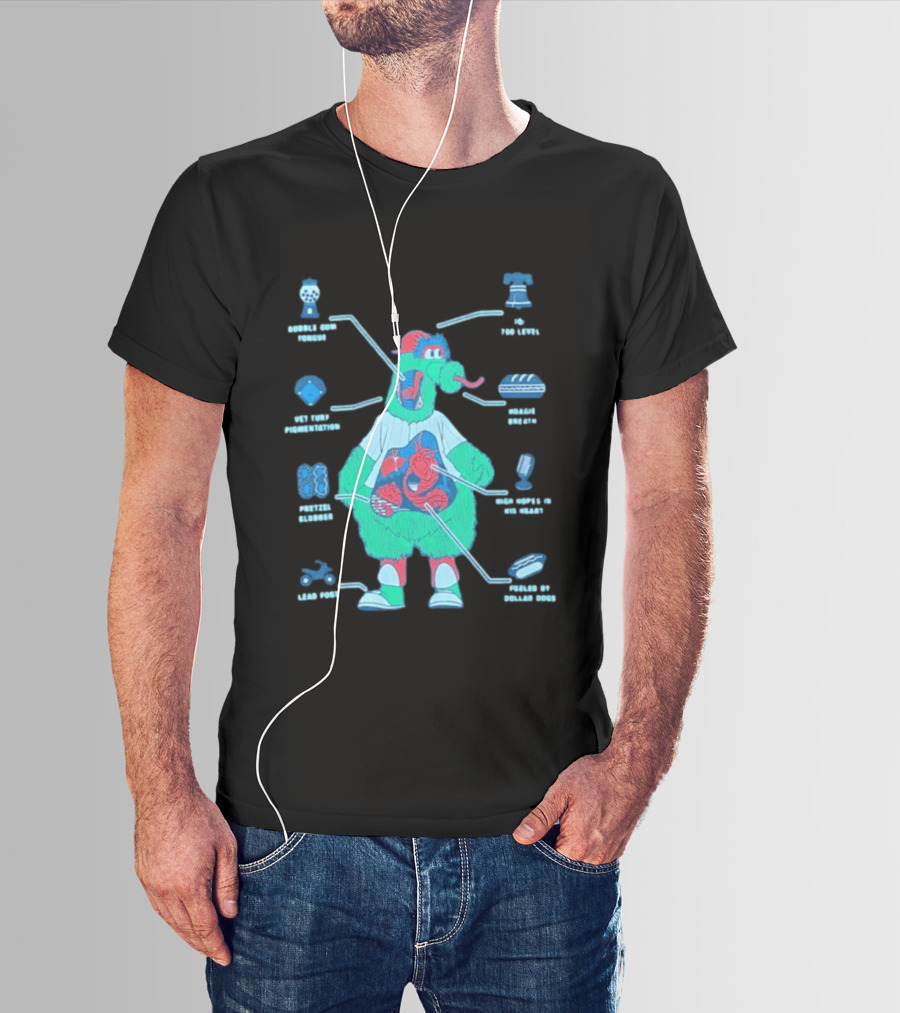 Philadelphia Phillies Phanatic Anatomy Of A Fuzz Monster T-Shirt