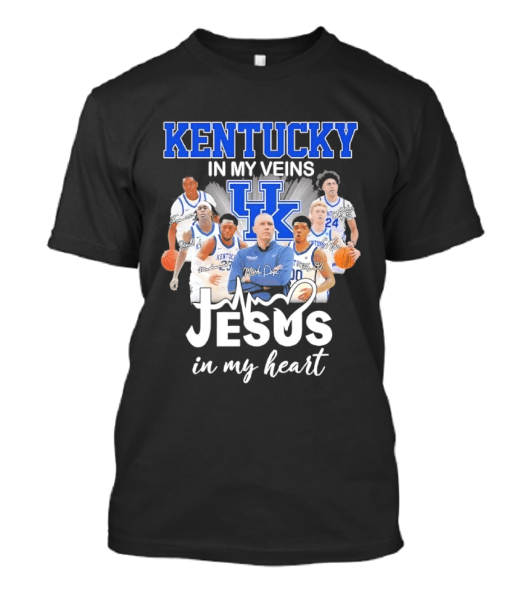 Kentucky Wildcats In My Veins Jesus In My Heart Basketball Coach Mark Pope Players T-Shirt