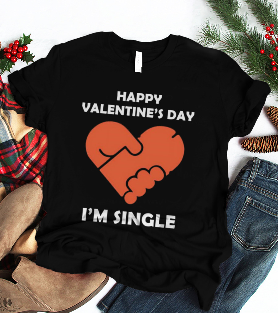 Happy Valentine's Day I'm Single Heart Puzzle T-Shirt