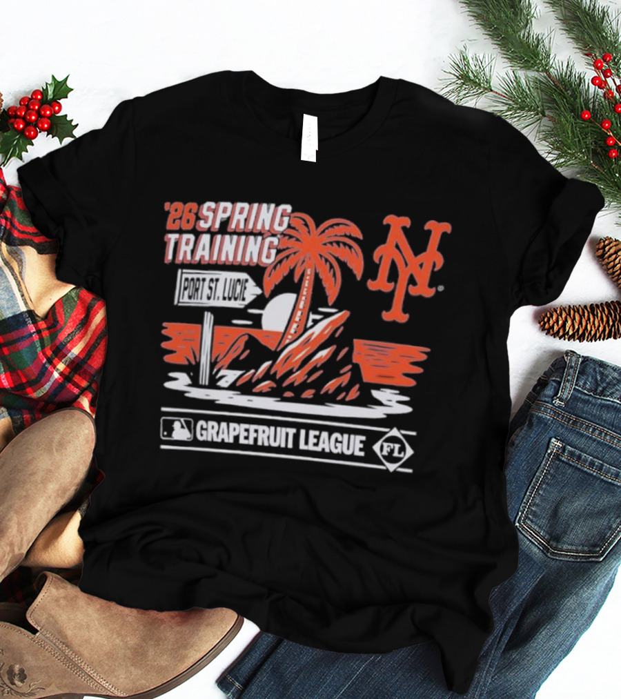 New York Mets 2026 Spring Training Grapefruit League Palm Tree Ocean T-Shirt