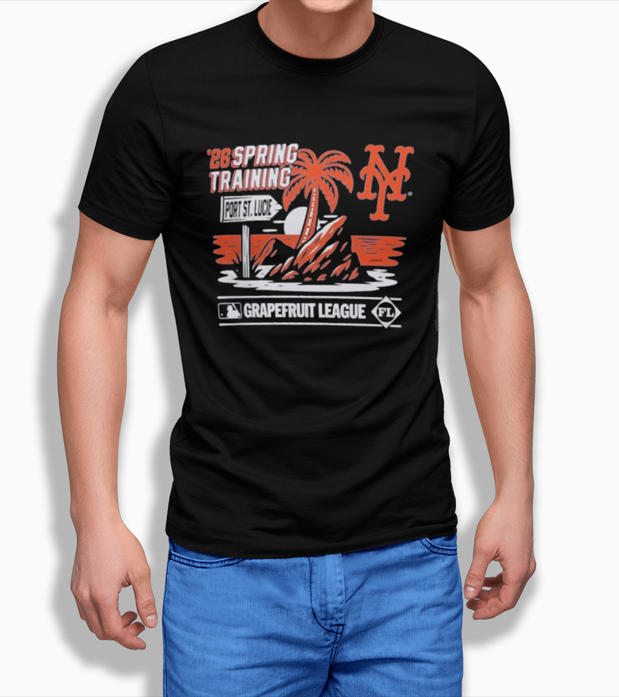 New York Mets 2026 Spring Training Grapefruit League Palm Tree Ocean T-Shirt