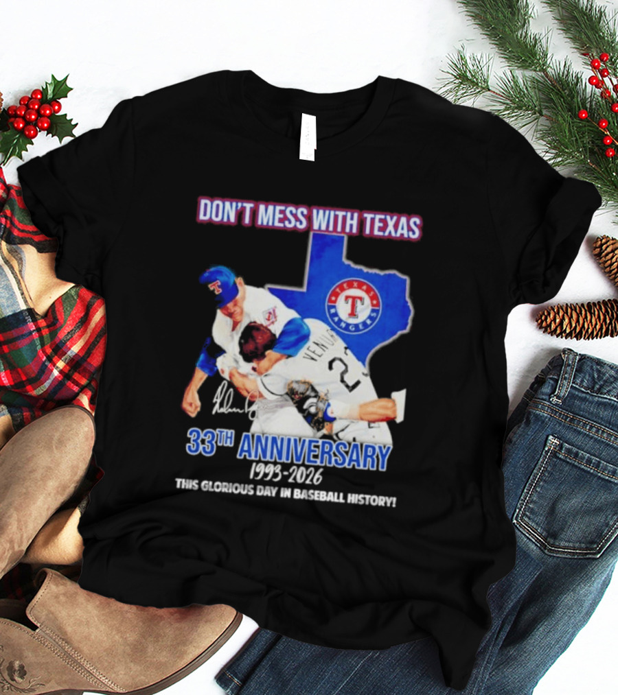 Nolan Ryan Robin Ventura Texas Rangers 33rd Anniversary 1993 2026 Baseball History T-Shirt