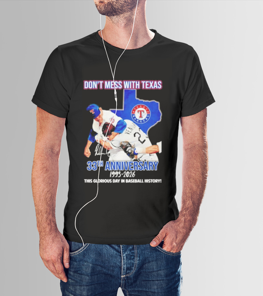 Nolan Ryan Robin Ventura Texas Rangers 33rd Anniversary 1993 2026 Baseball History T-Shirt