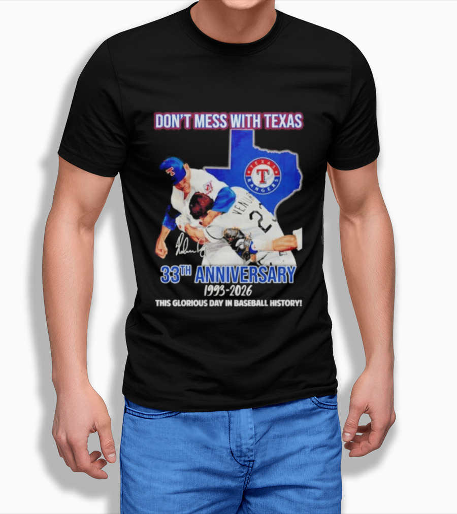 Nolan Ryan Robin Ventura Texas Rangers 33rd Anniversary 1993 2026 Baseball History T-Shirt