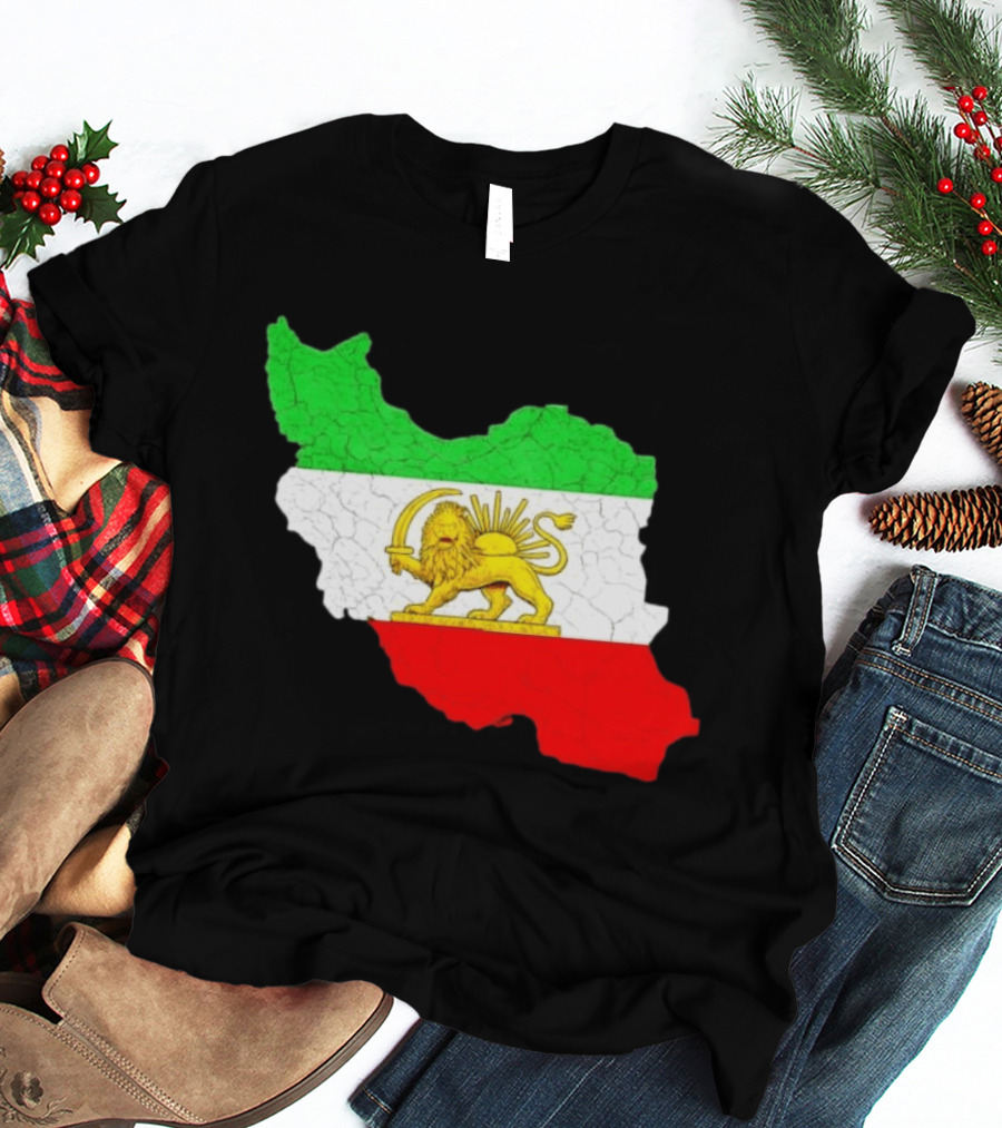 Iran Map With Lion And Sun Persian Heritage T-Shirt