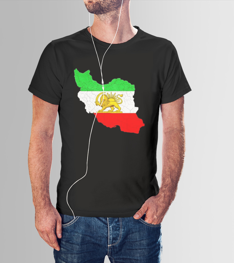 Iran Map With Lion And Sun Persian Heritage T-Shirt