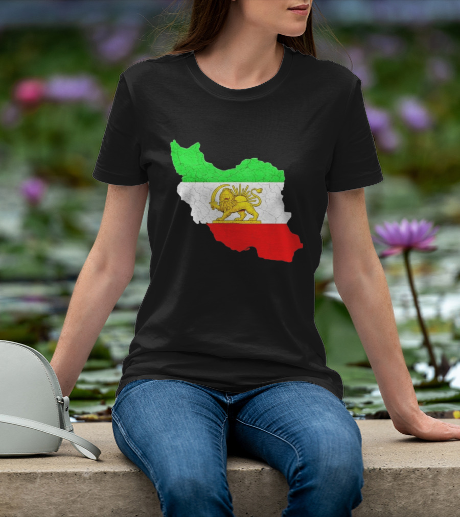 Iran Map With Lion And Sun Persian Heritage T-Shirt
