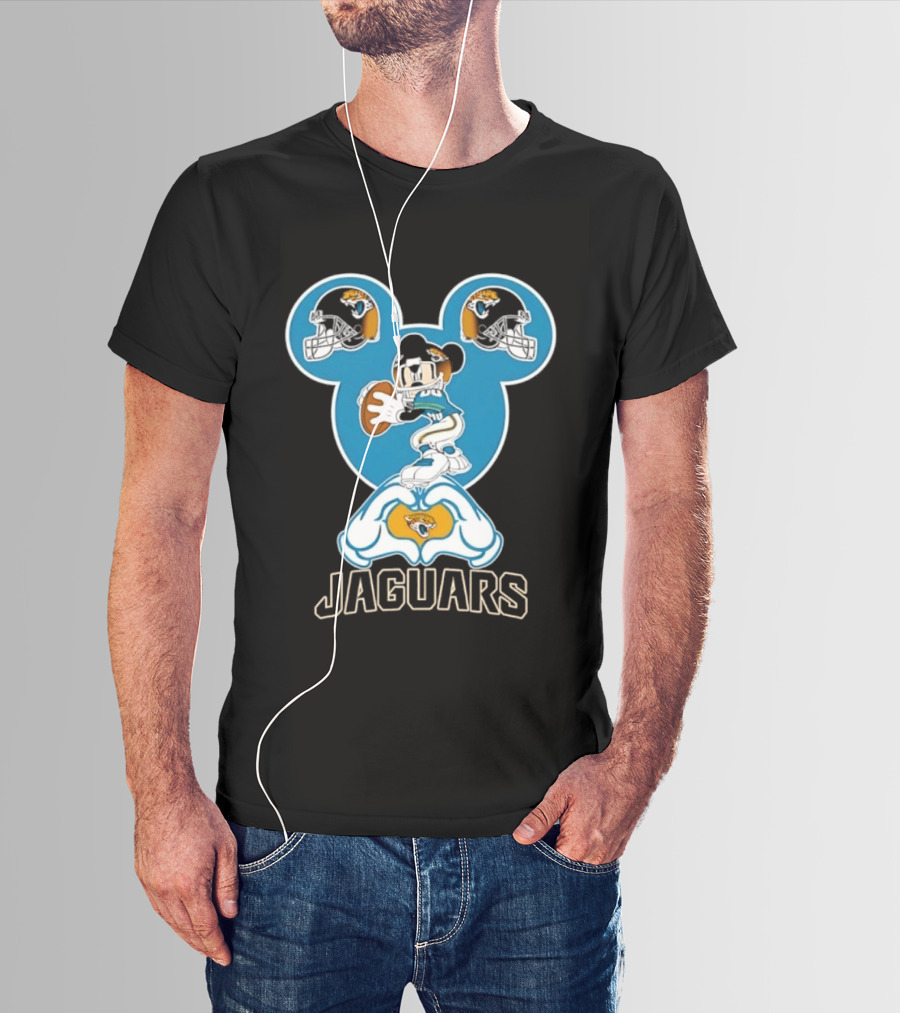 Mickey Mouse Jacksonville Jaguars Football Love Hands T-Shirt