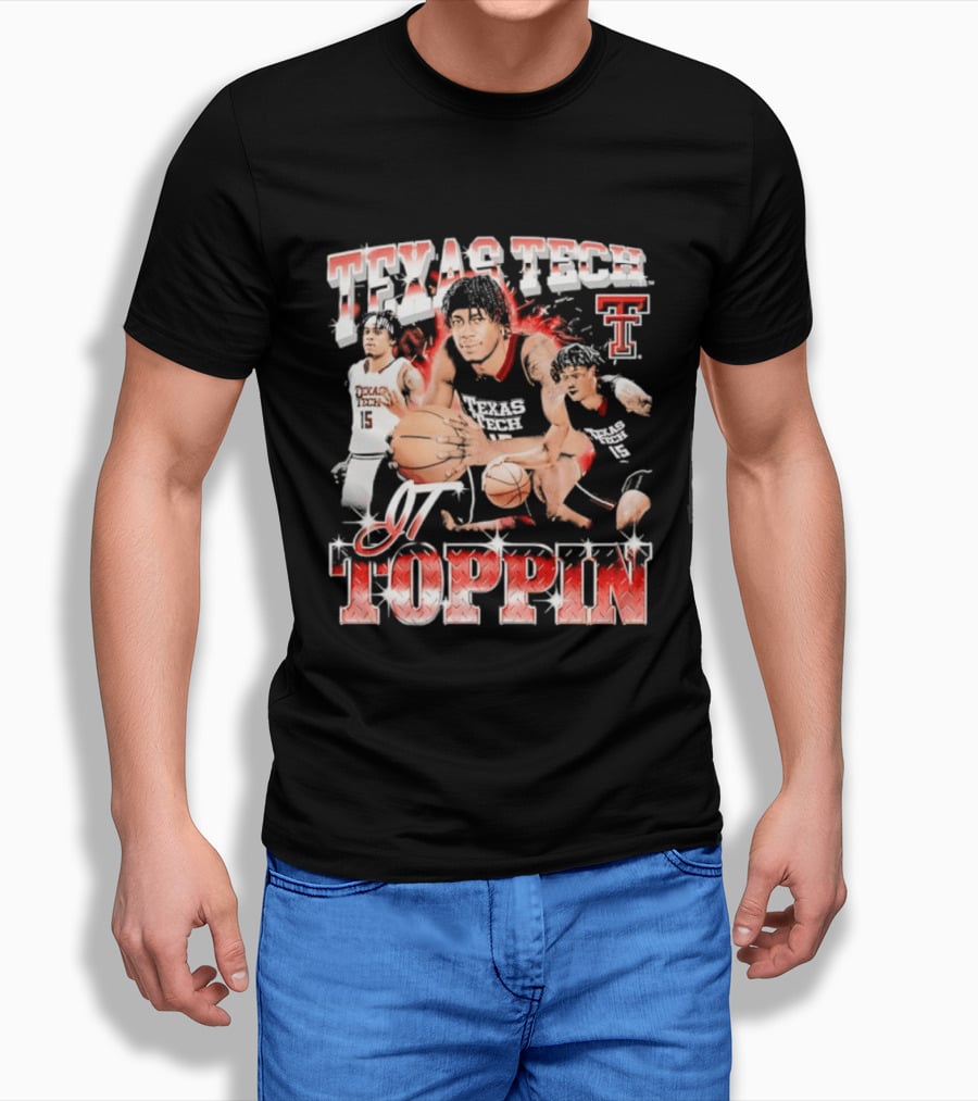 Texas Tech Basketball JT Toppin Red Raiders Collage T-Shirt