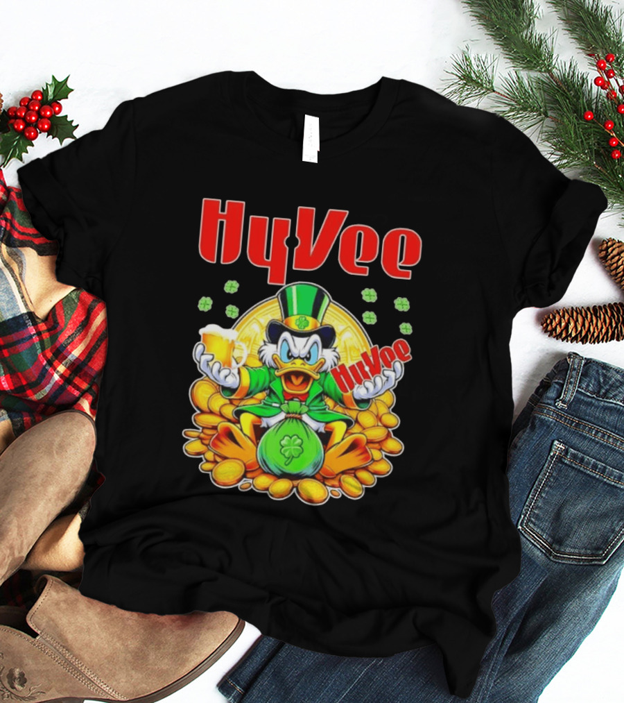 HyVee Scrooge McDuck St Patrick's Day Celebration With Gold Coins And Clover T-Shirt