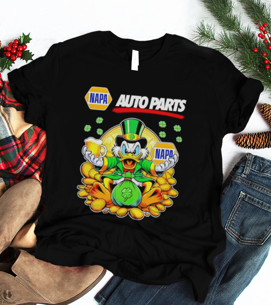 Scrooge McDuck NAPA Auto Parts St Patricks Day Coins And Beer T-Shirt