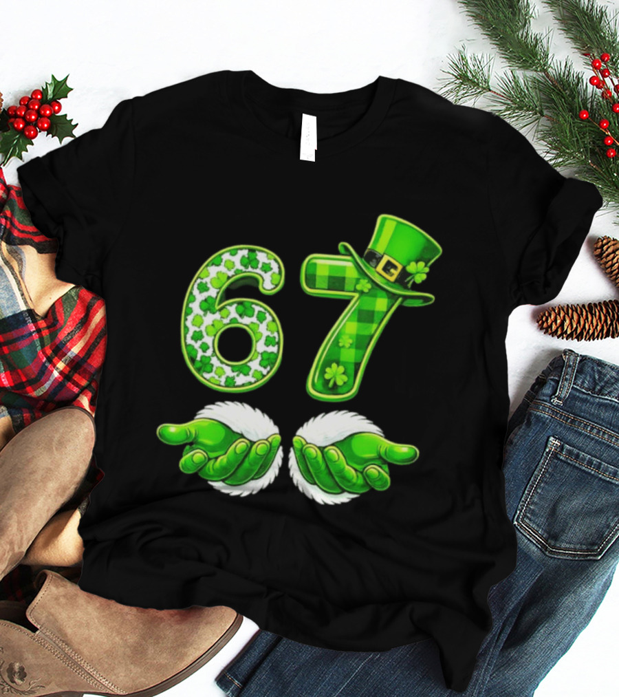 St Patricks Day 67 Shamrock Irish Clover Meme Green Hat Luck T-Shirt