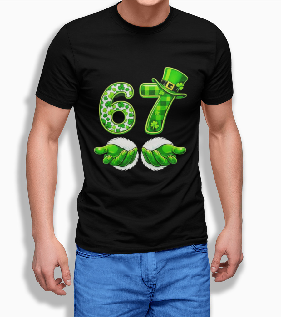 St Patricks Day 67 Shamrock Irish Clover Meme Green Hat Luck T-Shirt