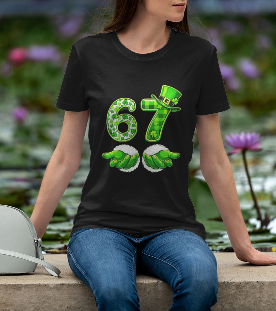 St Patricks Day 67 Shamrock Irish Clover Meme Green Hat Luck T-Shirt