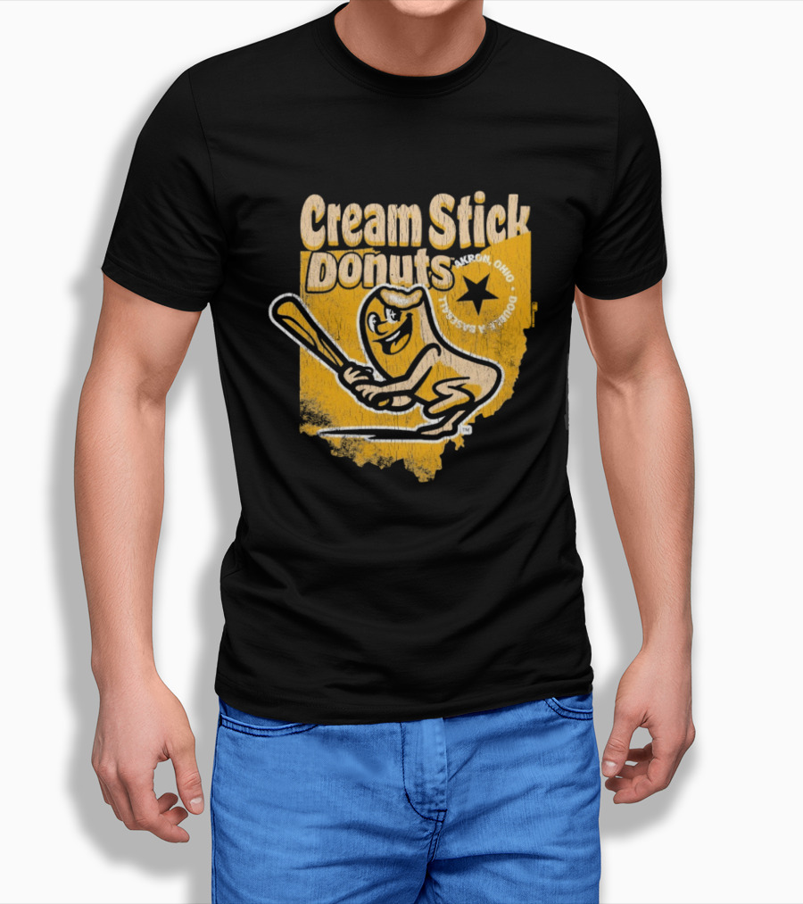 Cream Stick Donuts Ohio Baseball Star Buckeye T-Shirt