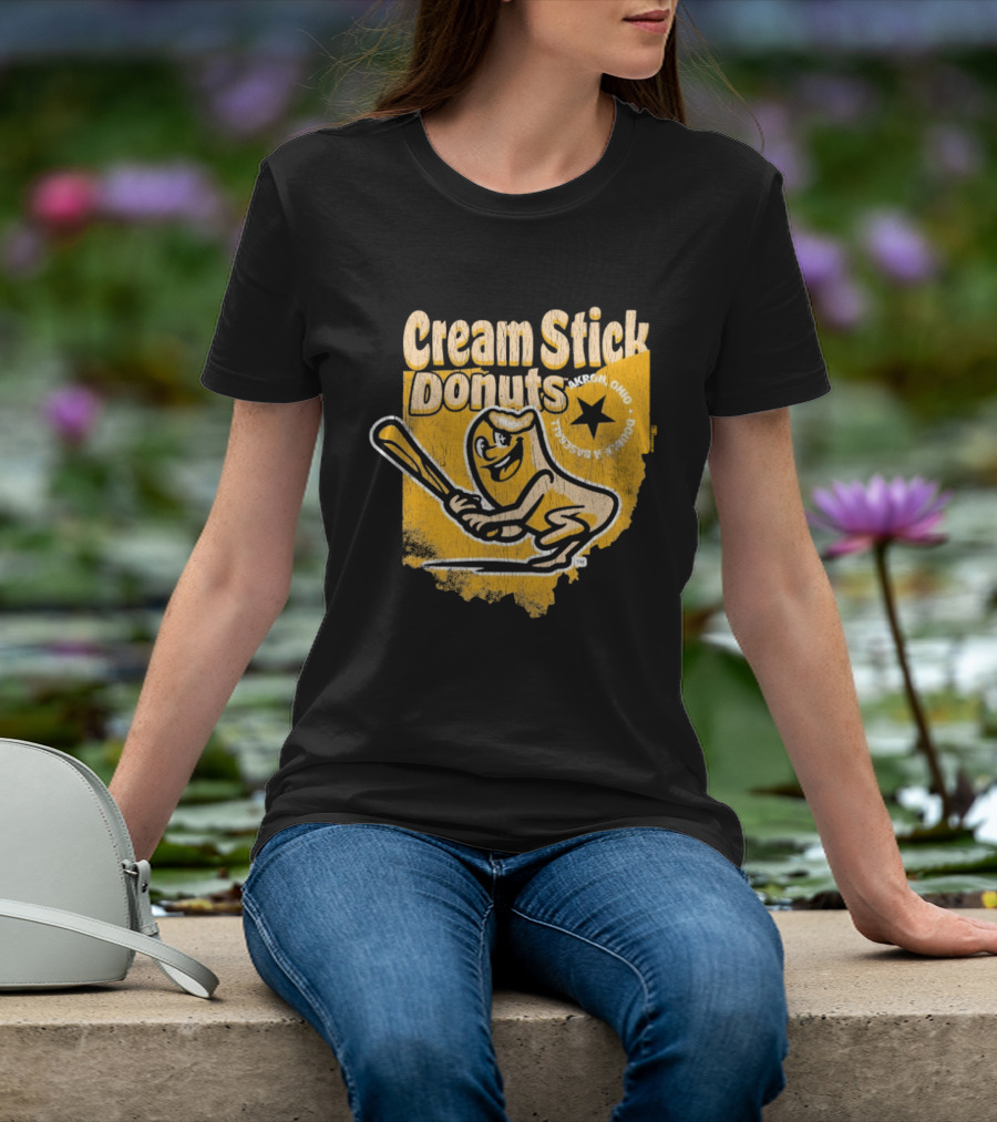 Cream Stick Donuts Ohio Baseball Star Buckeye T-Shirt