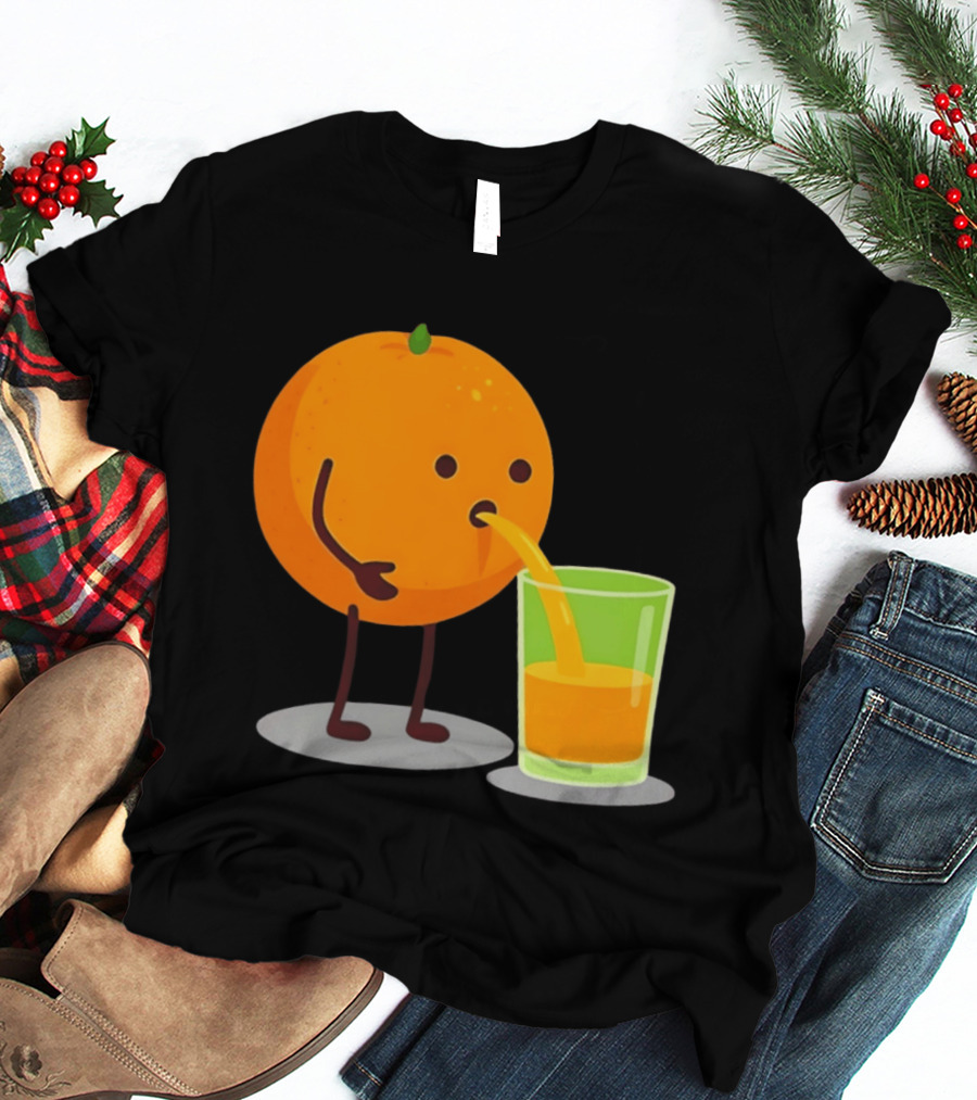 Orange Juice Squeezed Fun Cartoon T-Shirt