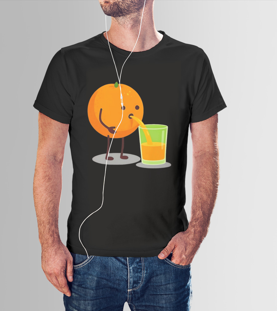 Orange Juice Squeezed Fun Cartoon T-Shirt