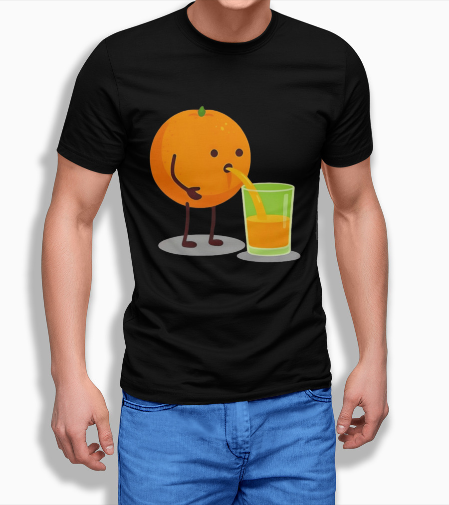 Orange Juice Squeezed Fun Cartoon T-Shirt