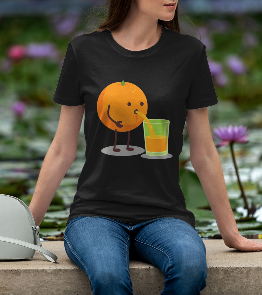 Orange Juice Squeezed Fun Cartoon T-Shirt