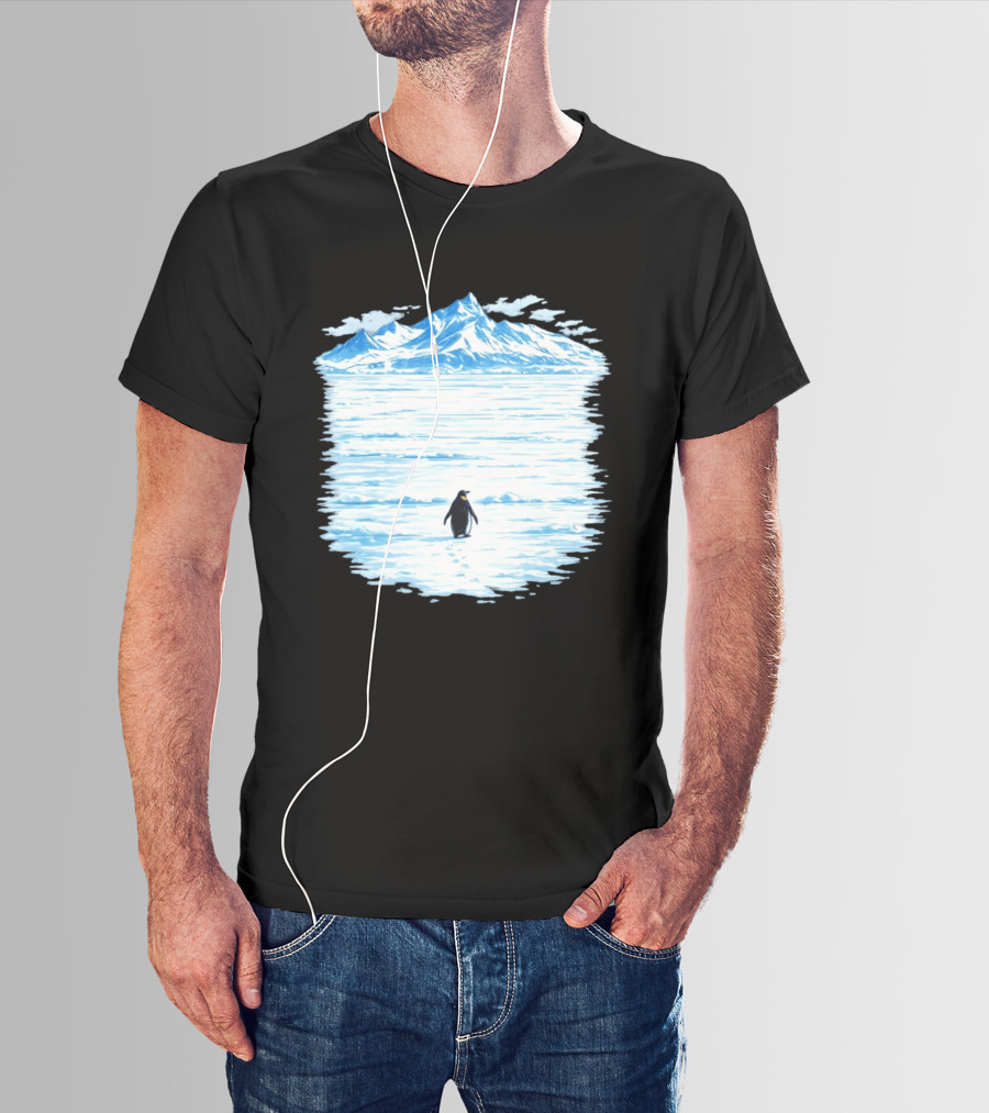 Penguin But Why Snowy Mountain Reflection T-Shirt