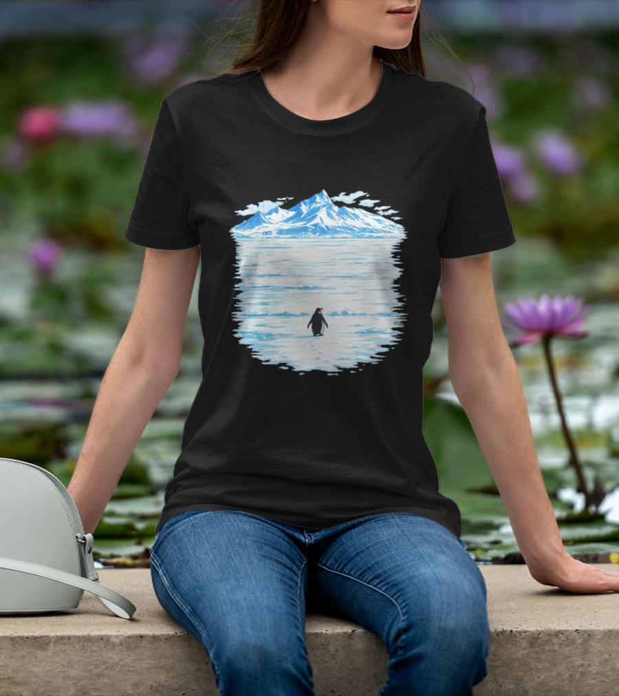 Penguin But Why Snowy Mountain Reflection T-Shirt