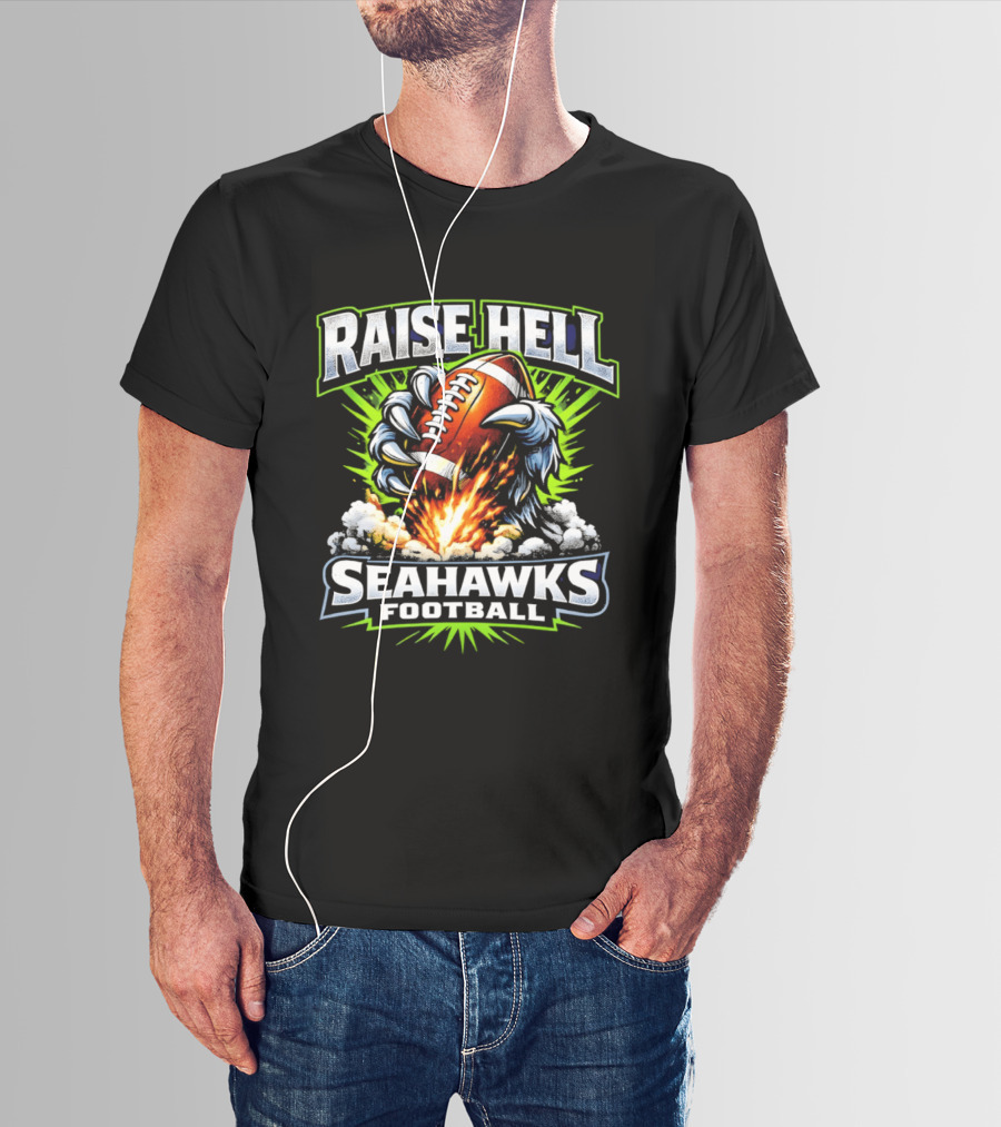Raise Hell Seahawks Football Explosive Claw T-Shirt